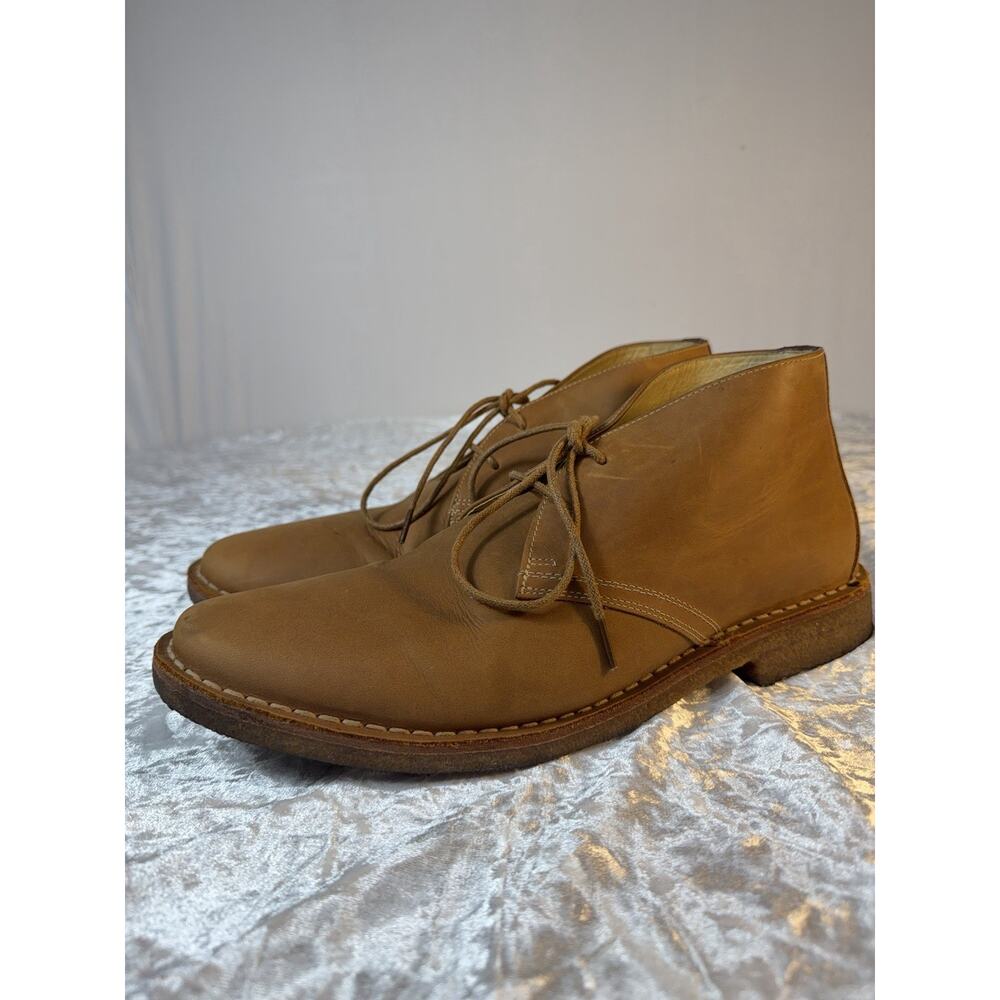 Johnston & Murphy Mens 11M Leather Chukka Boots Brown Sheepskin Lace Up Casual